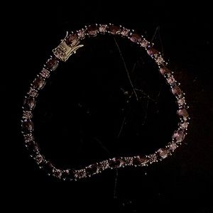 Silver diamond and amethyst bracelet